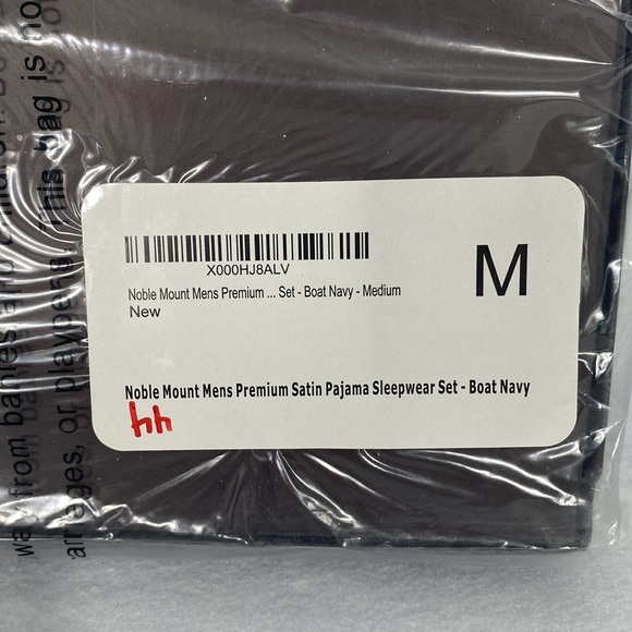 Noble Mount Men’s Premium Satin Pajama Set Navy with Boats Size Medium - Picture 4 of 6